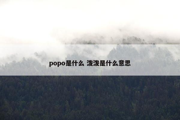 popo是什么 泼泼是什么意思