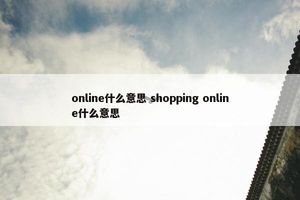 online什么意思 shopping online什么意思