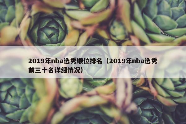 2019年nba选秀顺位排名（2019年nba选秀前三十名详细情况）