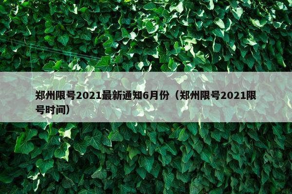 郑州限号2021最新通知6月份（郑州限号2021限号时间）