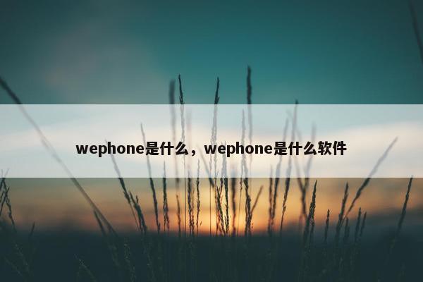 wephone是什么，wephone是什么软件