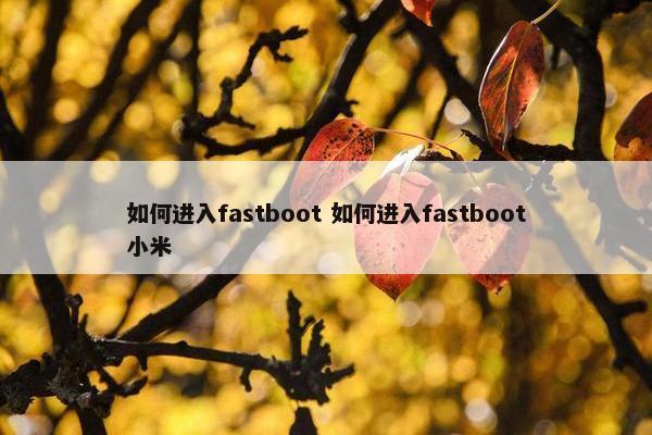 如何进入fastboot 如何进入fastboot小米